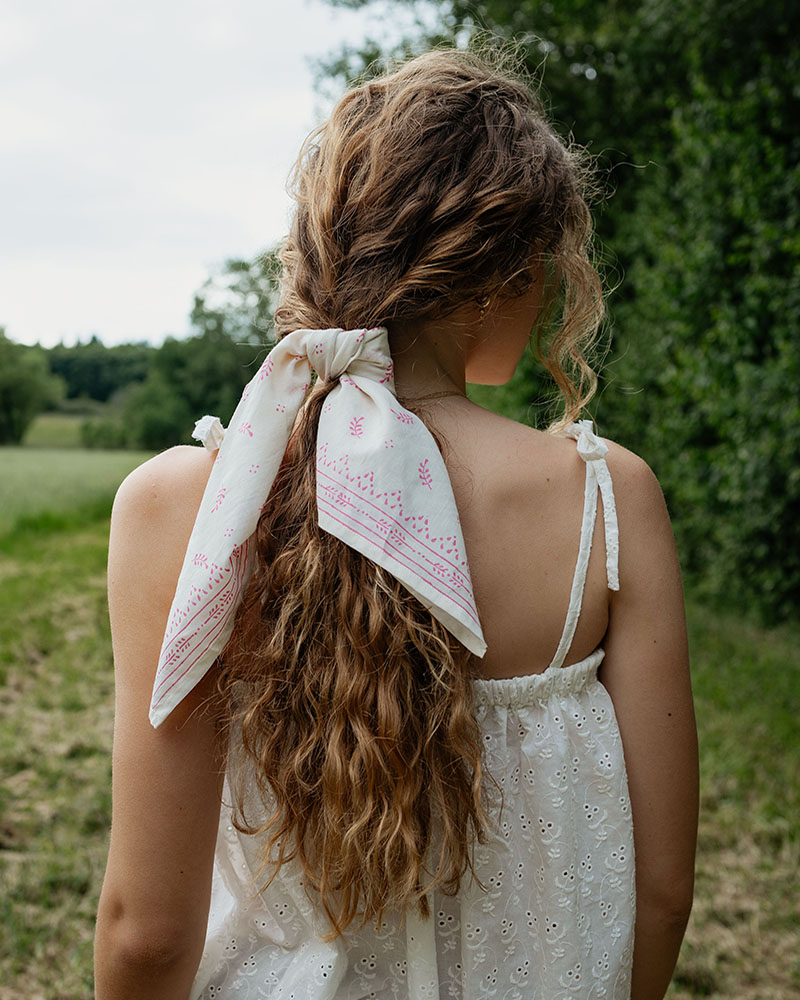 Bandana bohème fleuri en voile de coton pour femme et enfant imprimé en Inde